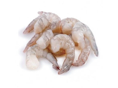 Šaldytos baltakojės blyškiosios krevetės, nevirtos, lukštentos, 31/40, 25 % glazūra, 1kg
