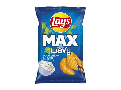 Bulvių traškučiai LAY'S MAXX WAVY, grietinės ir žolelių sk., 120 g