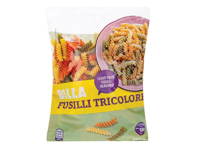 Makaronai BILLA Fusilli Tricolore, 500 g