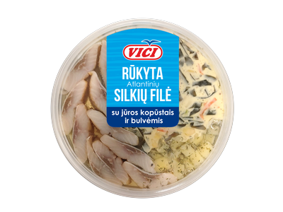 Rūkyti silkių gabaliukai su jūros kopūstais, garstyčiom ir bulvėm, 200 g