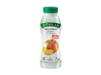 Valg. ekologiškas jogurtas DOBILAS su persikais, 2,2 % rieb., 330 g