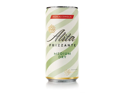 Gazuotas pusiau putojantis nealkoholinis vynas ALITA FRIZZANTE MEDIUM DRY, 200 ml