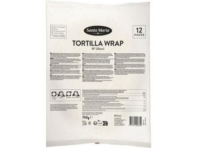 Tortilijos 10" SANTA MARIA, 25 cm, 12 vnt., 750 g
