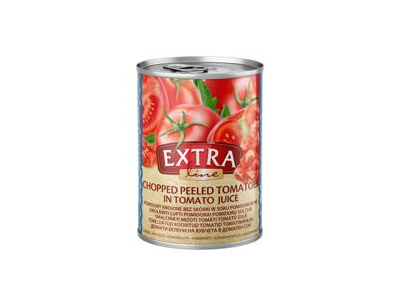 Konservuoti smulkinti lupti pomidorai EXTRA LINE, 400 g