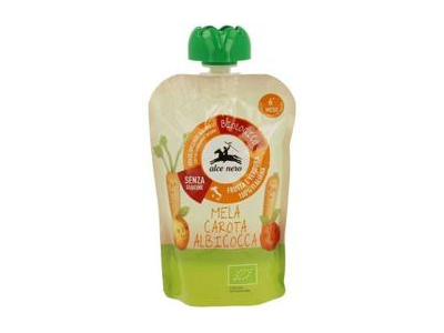 Ekol. obuolių, morkų, abrikosų tyrelė ALCE NERO (nuo 6 mėn.), 100 g