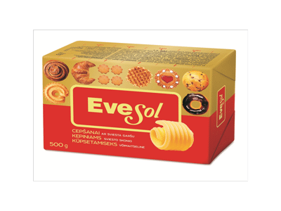 Kepinių margarinas EVESOL su sviestu, 72 % rieb., 500 g