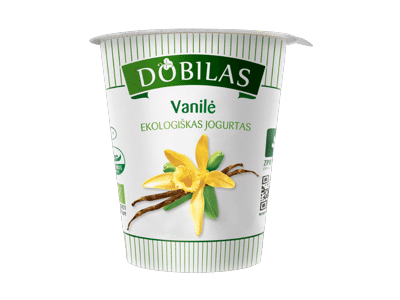 Valg. ekologiškas jogurtas DOBILAS su vanile, 3,2 % rieb., 300 g