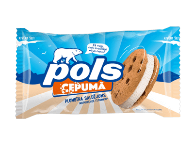 NAUJA! Valgomieji ledai POLS, vanilės skonio su sausainiais, 75 g