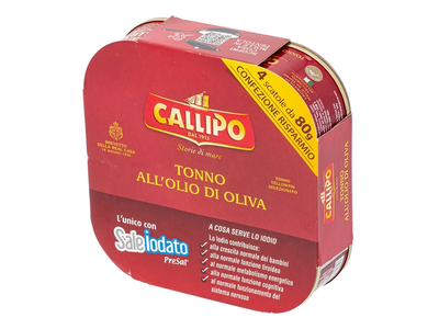 Tunas alyvuogių aliejuje CALLIPO, 4x70 g