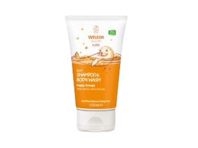 Kūno prausiklis-šampūnas WELEDA KIDS 2 IN 1 (apelsinų kv.), 150 ml