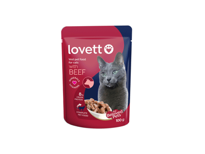 Konservuotas kačių ėdalas LOVETT su jautiena, 100 g, 100 g
