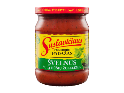 Švelnus SUSLAVIČIAUS pomidorų padažas su 5 rūšių žolelėmis, 500 g