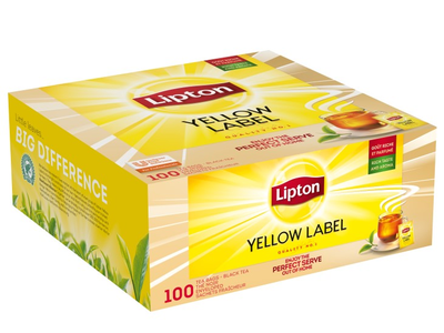 Aukščiausios kokybės juodoji arbata LIPTON Yellow, 100 x 1,8 g, pop. vok.