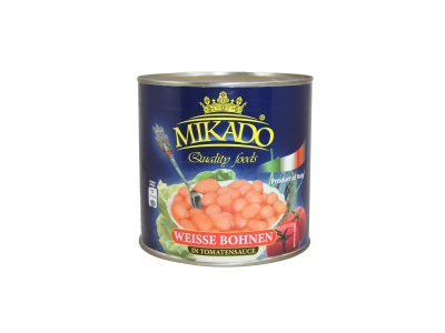 Kepintos pupelės MIKADO, pomidorų padaže,  2,65 kg