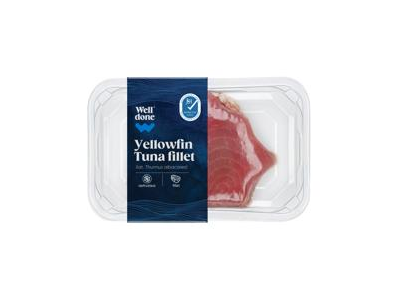 Atšil. gelsvauodegių tunų (Thunnus albacares) filė be odos, 1 kg