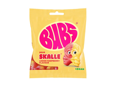 Aviečių ir citrinų skonio rūgštūs guminukai BUBS, 155 g
