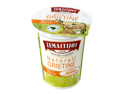 Natūrali ŽEMAITIJOS grietinė, 30 % rieb., 400 g