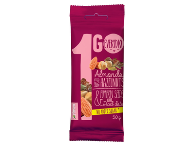 Riešutų, sėklų, dž. datulių mišinys 1GO, 50g