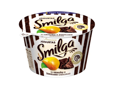 Jogurtas su kriaušių ir šokolado gabaliukais SMILGA PREMIUM, 4,5% rieb., 200 g