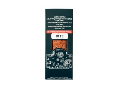 K. r. atlantinių lašišų filė gabaliukai su pipirais BITE, 125 g
