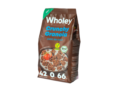 Ekologiška granola, WHOLEY, su šokoladu ir jūros druska, 300 g. LT-EKO-001