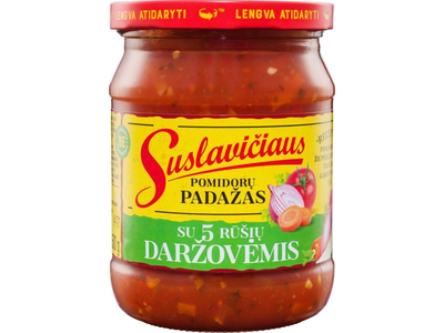 Pomidorų padažas SUSLAVIČIAUS, su 5 rūšių daržovėmis, 500 g