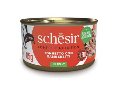 Kačių ėdalas SCHESIR CAT, su tunu ir krevetėmis, pilnavertis, 85 g