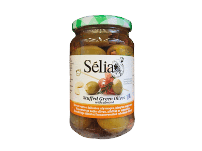 Žaliosios alyvuogės SELIA, įdarytos migdolais, 370 g