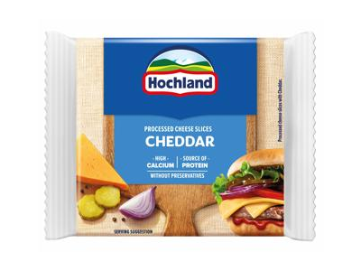 Lydytas čederis HOCHLAND (riekelės), 20 % rieb. s. m., 130 g
