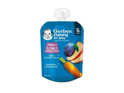 Tyrelė GERBER su obuoliais, slyvomis, morkomis (nuo 6 mėn.), 80 g