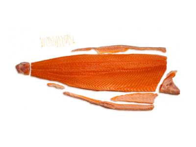 Atvėsinta atlantinių lašišų filė, su oda, vakumuota, 1kg