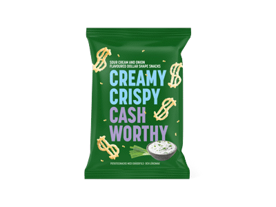 Bulvių užkandis DOLLAR SNACK, grietinės, svogūnų sk., 50 g