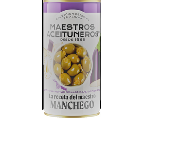 Žaliosios alyvuogės MAESTROS ACEITUNEROS Sevilijos, įdarytos baklažanu, 350/150 g