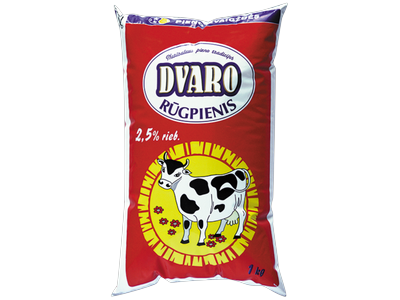 DVARO rūgpienis, 2,5%, plėvelėje, 0,9 kg
