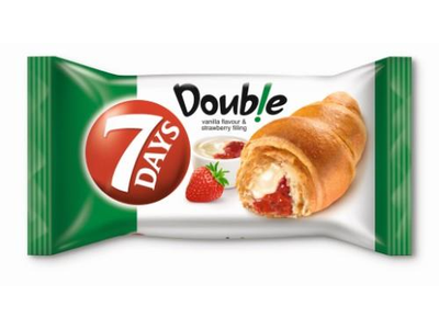 Raguolis 7 DAYS, su vanilės skonio įdaru ir braškių įdaru, 60 g