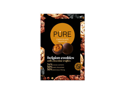 Pieninio šokolado triufeliai PURE CHOCOLATE su sausainių kremo įdaru, 148 g