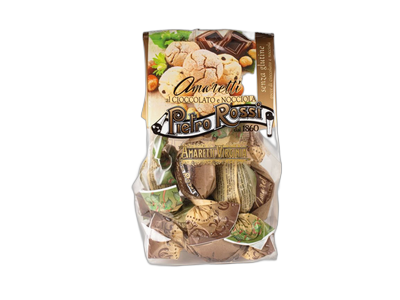 Sausainiai PIETRO ROSSI Soft Amaretti, su lazdyno riešutais ir juodu šokoladu, 180 g