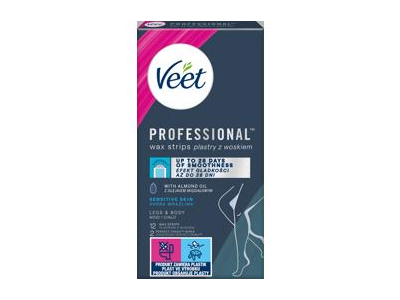 Kojų ir kūno depiliavimo vaško juostelės „Veet Easy Gel“, skirtos jautriai odai, 12 vnt.