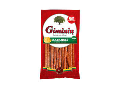 K. r. GIMINIŲ KABANOSI lazdelės, sviesto skonio, I r., 300 g