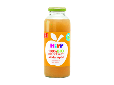 Ekologiškos obuolių sultys HIPP, nuo 5 mėn., 330 ml