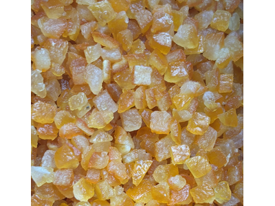 Cukruoti apelsinų kubeliai, 6x6 mm, 10 kg