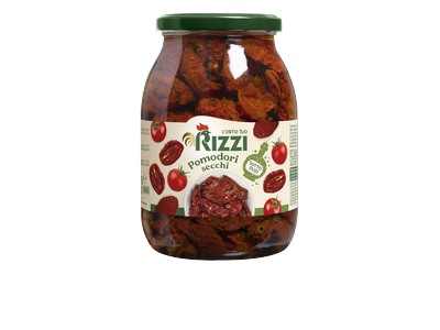 Saulėje džiovinti pomidorai RIZZI, saulėgrąžų aliejuje, 960g/508g