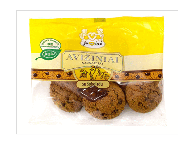 Avižiniai sausainiai JAVINĖ su šokoladu, 0.18 kg