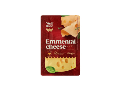 Ementalio sūris WELL DONE (riekelės), 45 % rieb. s. m., 150 g