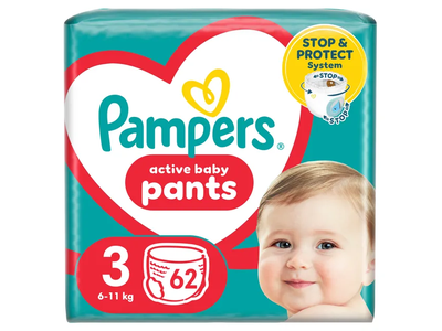 Sauskelnės JP, 3 dydis 6 - 11 kg. PAMPERS PANTS, 60 vnt.