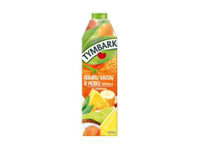 Įvairių vaisių ir morkų sulčių gėrimas TYMBARK, (20 %), 1 l