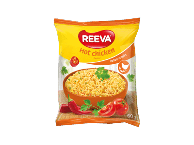 Greitai paruošiami aštrūs makaronai REEVA, vištienos skonio, 60 g