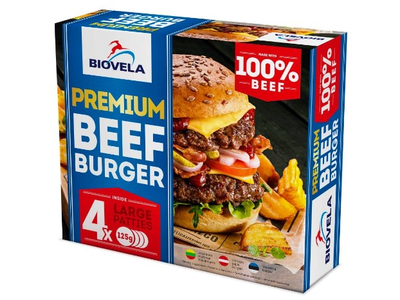 Šaldyti jautienos maltiniai mėsainiams BIOVELA, užsaldyti, 4x125 g