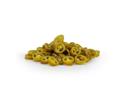 Jalapeno griežinėliai, TOP, 10-40 mm, tiesiai supjaustyti, maišelyje, 500 g