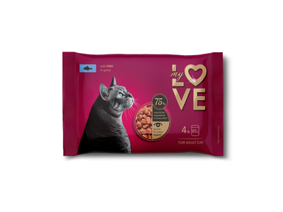 Kačių ėdalas su žuvimi pad. MY LOVE, 4 x 85 g